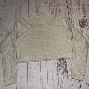 New Look Cream Cable Knit Y2k Grunge Mock Neck Cropped Goth Cottagecore Sweater